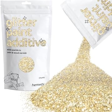 Hemway Glitter Paint Additive - Champagne Gold | 100g Chunky Metallic Flakes for Adding Sparkle to Paints & Wood Varnish | Add to Emulsion, Acrylic & Latex for Indoor Sparkly Walls