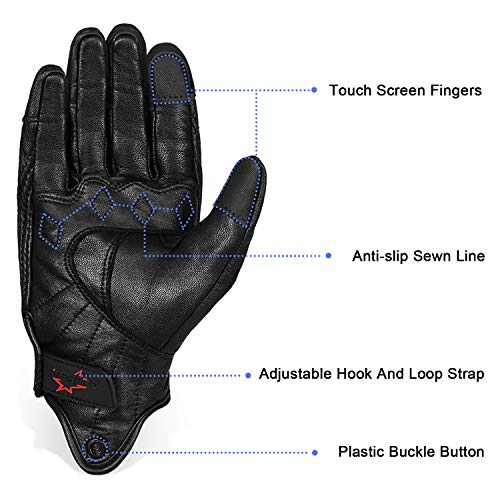 Superbike G01 Full Finger Goat Skin Leather Touch Screen Motorcycle Gloves Men/Women S,M,L,Xl,Xxl thumb #3