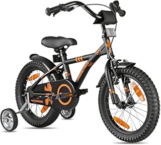 Prometheus Rower Dziecięcy | 16 Cal | Chłopiec i Dziewczyna | Matowy Pomarańczowy | 5-letni | z kołami i hamulcem przeciwnożnym | 16"