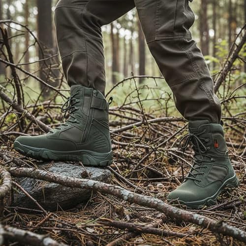 Image of Kervaky Men's Military Tactical Boots Lightweight Work Boot Non-Slip Breathable Jungle Desert Combat Boots