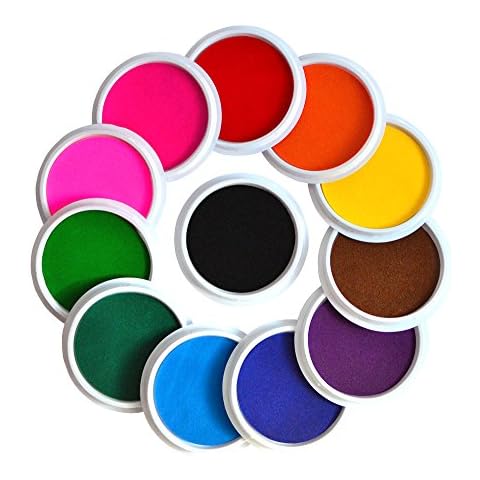 Myboree Washable Large Ink Pads for Kids Crafts Projects Rubber Stamps 12 Colors Cover