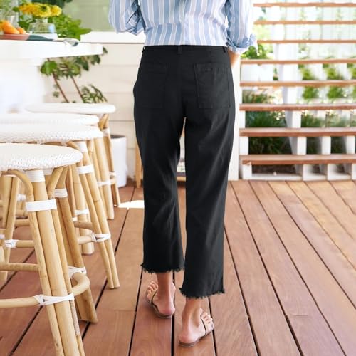 Linen Capri Pants for Women 2025 Trendy High Waist Wed Leg Trousers Summer Casual Beach Travel Vacation Outfits4