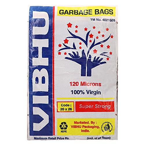 Image of VIBHU Plastic Dustbin Bag (Black,)- Pack of 50 (Medium)