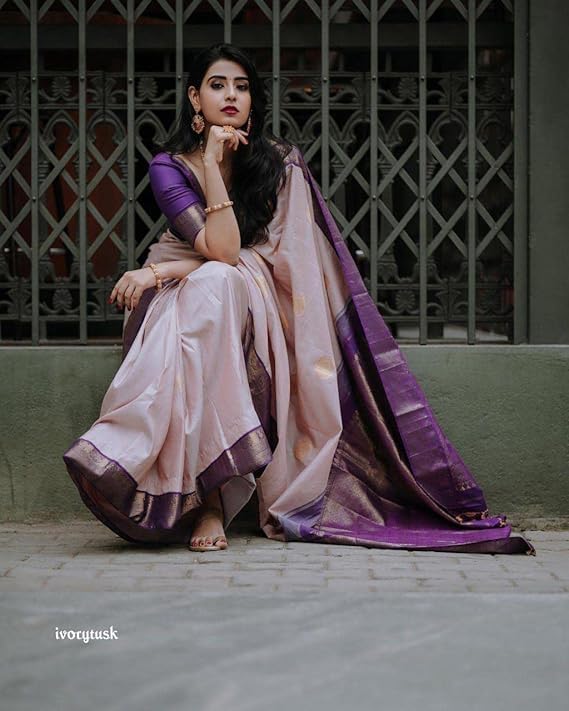 Image of C J Enterprise Women's Banarasi Saree Pure Kanjivaram Style Silk Saree With Blouse Piece for Wedding (Pari134)