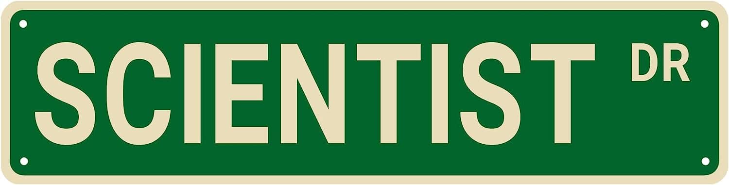 peiyeety Scientist Dr Vintage Street Sign Rustic Occupation Themed Wall Decor Retro Metal Tin Sign for Home Lab Garage Bar Farmhouse Patio Man Cave Waterproof Durable Art Decor 4x16 Inch