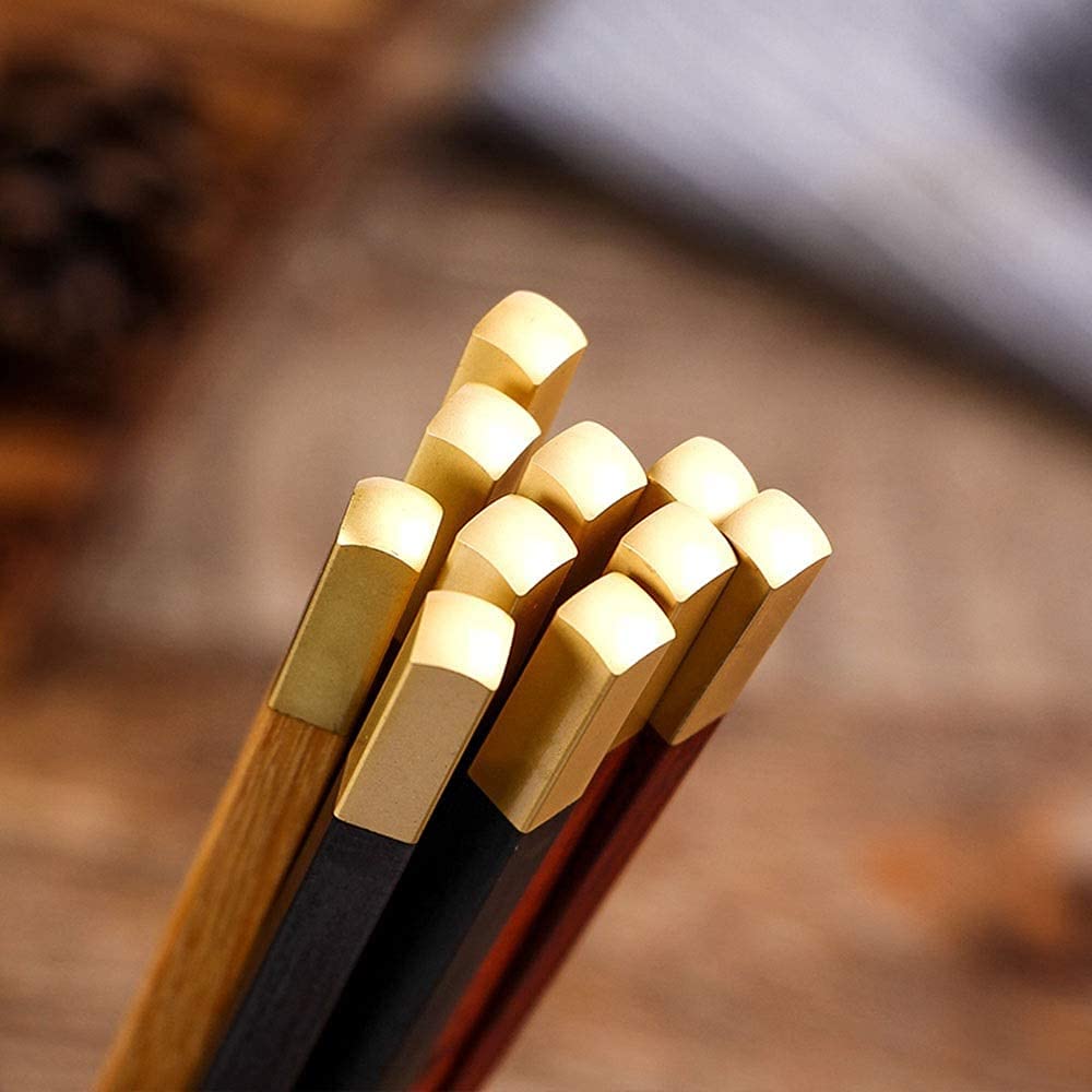 Baguettes chinoises en bois massif importé Baguettes cadeaux 5 paires de baguettes, pas de vernis, pas de cire, processus de placage au brouillard, boîte cadeau