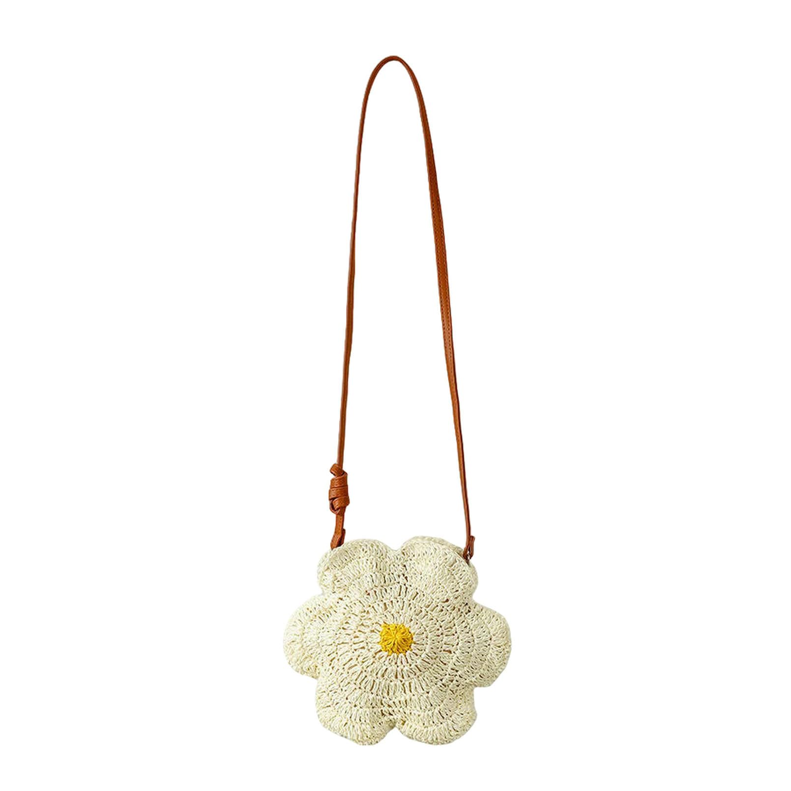 Borsa a Mano Donna Design di Fiori Carini da Sagni per Spalle Spalline Intrecciate Sacca Spiaggia Estiva Rotonda Shopper Borse-Giallo