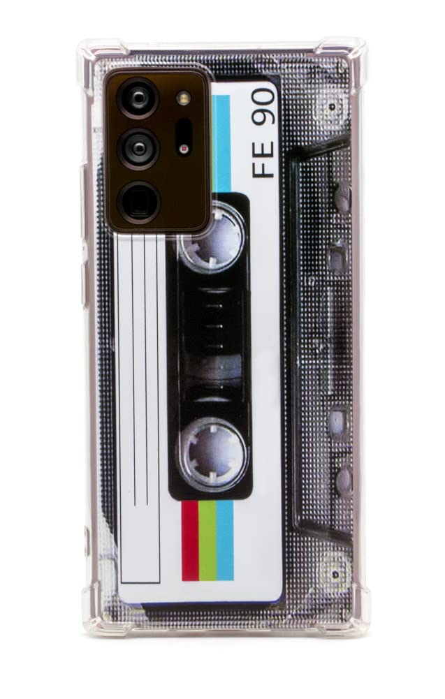 FAteamll Case for Galaxy Note 20 Ultra with Reinforced Corners TPU Soft Bumper Retro Cassette Tape Case