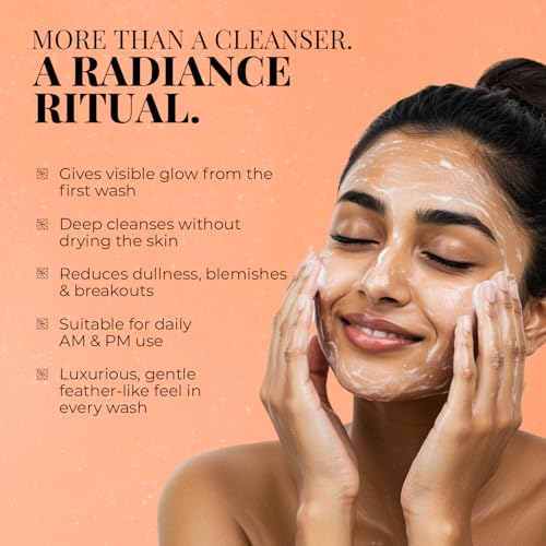 Image of Just Herbs Radiant Glow Face Wash | Deeply Cleanses & Brightens Skin | Instant Glow from First Wash | Mandarin, Saffron, Vitamin C, Niacinamide | Dermatologically Tested - 100ml