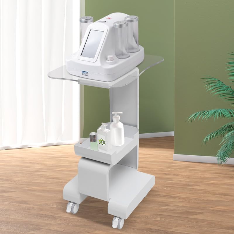 Carro Profesional De Metal con Ruedas Y Estantes, Carrito para Peluquería, Esteticista Y Salón De Belleza, Blanco