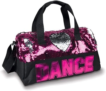 Danz N Motion Sequin Dance Heart Duffel Bag -B842 Fuchsia/Silver