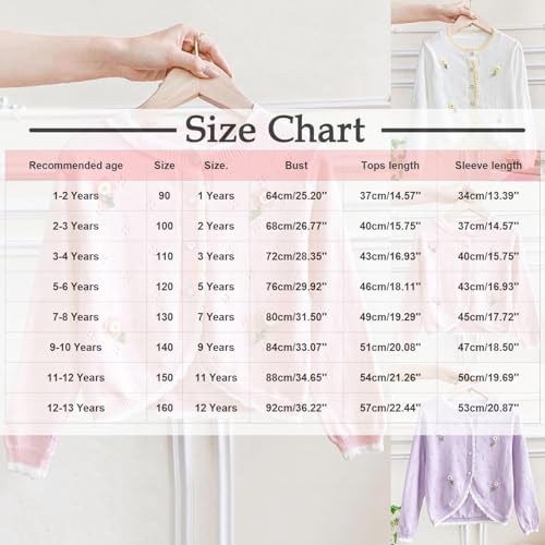 Girls Lace Trim Hollow Cardigan Sweaters Button Down Long Sleeve Cute Knit Toddler Kids Fall Winter Outerwear for 1-13 Years3