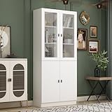 Mehr Möglichkeiten：Für Küche Wohnzimmer Büro Esszimmer，Dieser Schrank mit Türen hat einen skandinavischen Stil und ein klares Design und kann als Vitrine in einem Arbeitszimmer, als Buffet in einem Esszimmer, als Küchenschrank und als Wohnzimmerschrank verwendet werden.