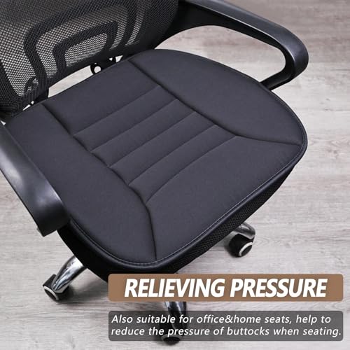 Image of MYFAMIREA 2PCS Car Seat Cushion Pad 1.2 inch Thick Comfort Seat Protector for Car Driver Seat Office Chair Home Use Memory Foam Seat Cushion with Non Slip Bottom, 20'' x 18.5'', Dark Gray