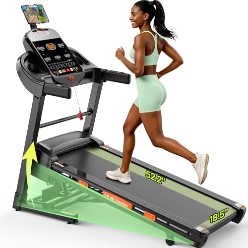 Image of Folding Treadmill 5.2HP, 400LBS Capacity, 18.5 inch Wide Running Belt, 20% Auto Incline, Bluetooth App, 105 Programs, Easy 80% Faster Assembly for Home