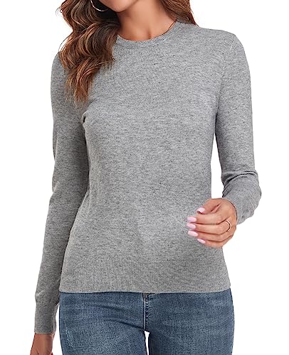 QUALFORT Women's Sweaters Long Sleeve Soft Lightweight Basic Knitted Pullover Sweater 20253