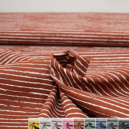 MAGAM-Stoffe Lina Streifen Baumwollstoff Oeko-Tex Meterware 50cm (5. Dunkelrot)