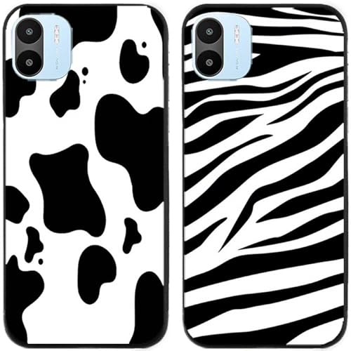 Paquete de 2 fundas de gel TPU con estampado de leche y cebra (para Redmi A1 4G / A2 4G)