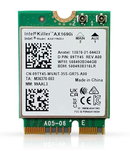 Image of Killer Series for Intel AX1690i WiFi 6E Gaming Adapter Upgrade from AX411| CNVio2 M.2 WiFi Card | High-Speed 3.0 Gbps WiFi for PC | Bluetooth 5.3 Support | Supports Intel 12th+ Gen CPUs