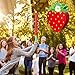 Aoriher Strawberry Piñata Red Strawberry Party Game Set Summer Fruit Piñata Berry Birthday Decoration with Stick Mask for Summer Fruit Theme Birthday Baby Shower Party Game Supplies Decoration