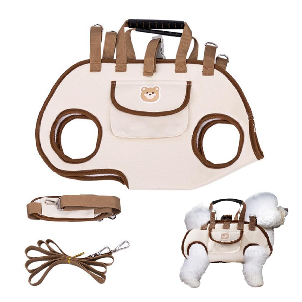 Dog Lift Harness, Breathable Dog Shoulder Carriers Adjustable Pets Carrier Harness with Small Treat Bag for Dogs Cats