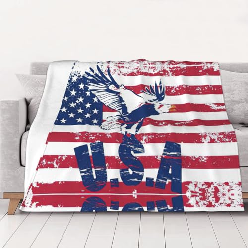 Couverture drapeau américain et aigle en flanelle pour lit et camping - 2