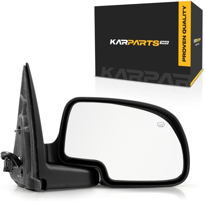 For Chevy Silverado 1500 1999 2000 2001 2002 Door Mirror Passenger Side | Power Remote | Heated | Chrome | Replacement For 335-5401R3ECH, 15179830 | GM1321173