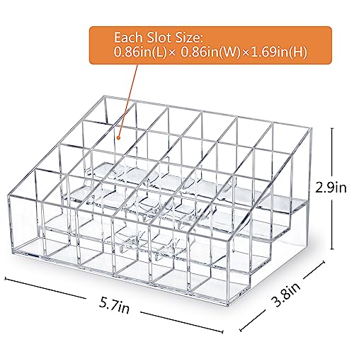 Mosiker Lipstick Holder,Small Plastic Clear Acrylic Organizer For Lip Gloss,Cosmetic Storage With 24 Spaces #TOP1
