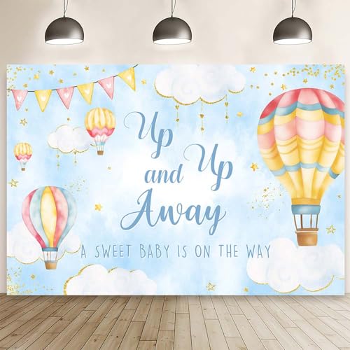 MEHOFOND 7x5ft Hot Air Balloon Baby Shower Backdrop Up Up