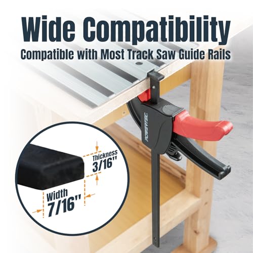 Image of POWERTEC 110 inch Track Saw Guide Rail Kit for Makita and Festool, Includes 2PK 55 inch Guide Rails, Protective Guide Rail Bag, 2PK Guide Rail Connectors, and 2PK Track Saw Clamps (71885)
