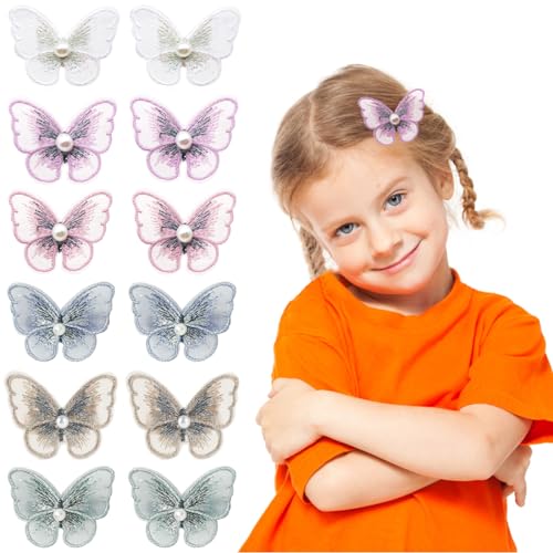 AYNKH farfalla forcina per capelli ragazza, 12pcs colorato pizzo ricamo ago cilindro, matrimonio Halloween Party decor hair accessori