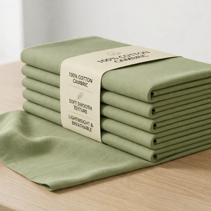 Image of Soimoi Green Solid 60 * 60's Cotton Cambric Fabric by 3 Yards, 56 Inch Wide Light Weight Material Suitable for Kurtis, Blouses, Kids Clothing, Tunics, Dresses and Summer Apparel
