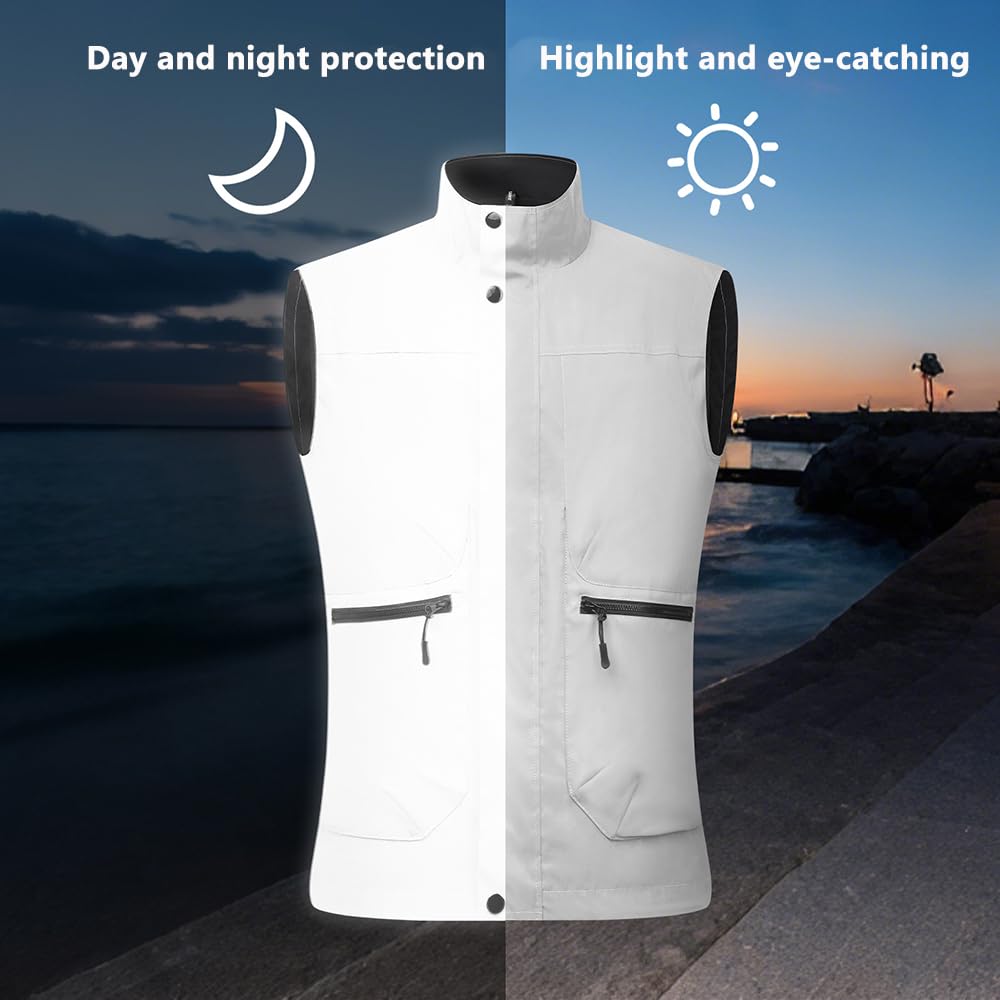 Chaleco de ciclismo para hombre y mujer, chaleco reflectante para correr, cortavientos, transpirable, sin mangas, chaleco deportivo impermeable a prueba de viento, chaleco ligero para correr