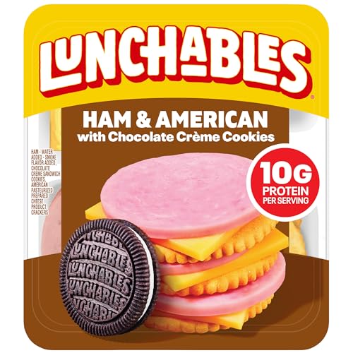 Lunchables Ham & American Cracker Stackers with Chocolate Creme Cookies Snack Kit, 3.2 oz Tray