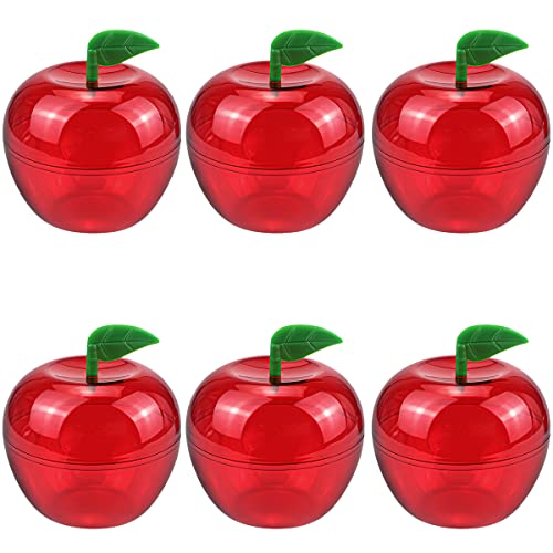 DOERDO 6pcs Plastic Bobbing Apples Filled Bobbing Apple Containers for Creative Party Favors and Festive Decorations, 3.9"x3.5"