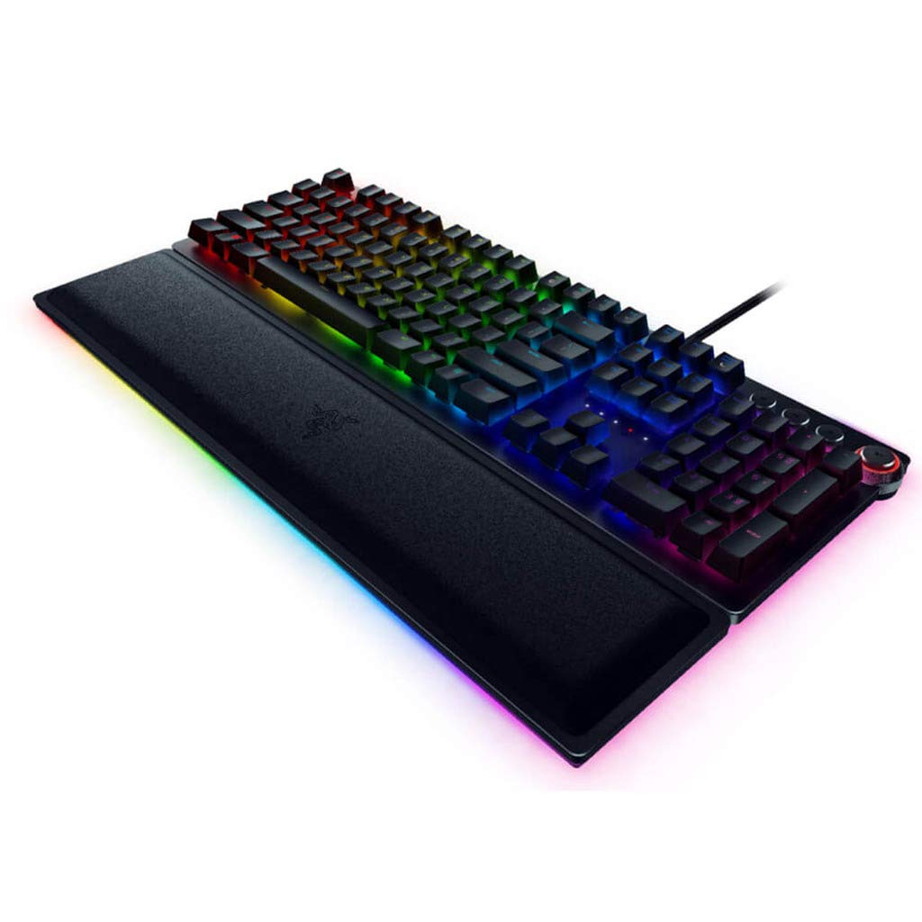 Razer Huntsman Elite - Teclado Gaming, Rápido, Switches Optomecánicos De Razer (Retroiluminación RGB Chroma, Dial Digital Multifunción, Reposamuñecas Ergonómico) Teclado Español - Negro