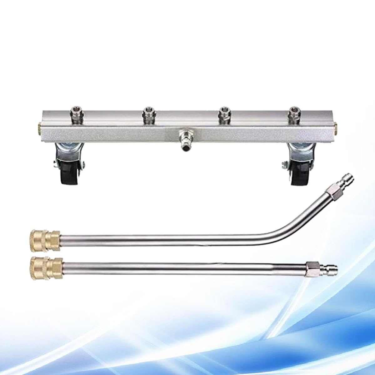 FOMIYES 2 Piezas Cepillo para Lavar el Chasis del Coche de Acero Inoxidable y Latón, Fácil de Limpiar y Evita Agacharse, Adecuado para Limpieza Hidrolimpiadora en Talleres