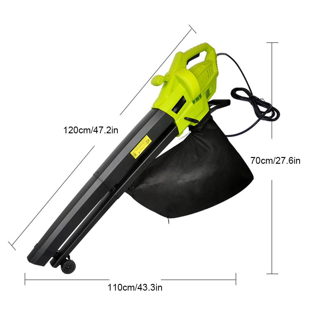 Soplador de Hojas de Potencia La espaciosa Bolsa recolectora 40 litros Ahorra Tiempo Durante Todo el año Limpia la Nieve Soplador eléctrico ABS 3000 W