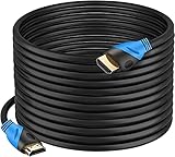 Rommisie Câble HDMI 4K 20 m (HDMI 2.0, 18 Gbit/s) Connecteurs plaqués or ultra haut débit, retour audio Ethernet, compatible avec Xbox, Playstation, ordinateur portable, PS3, PS4, PS9, PC, HDTV