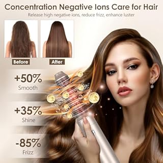 Journeyside Brosse Soufflante Air Styler Set, Seche Cheveux 1000W, Hair Styler 3 Températures, Fer a Boucler Ions Négatifs, pour Sécher, Brosse Coiffante Chauffante, Volumisante, Pour Lisser