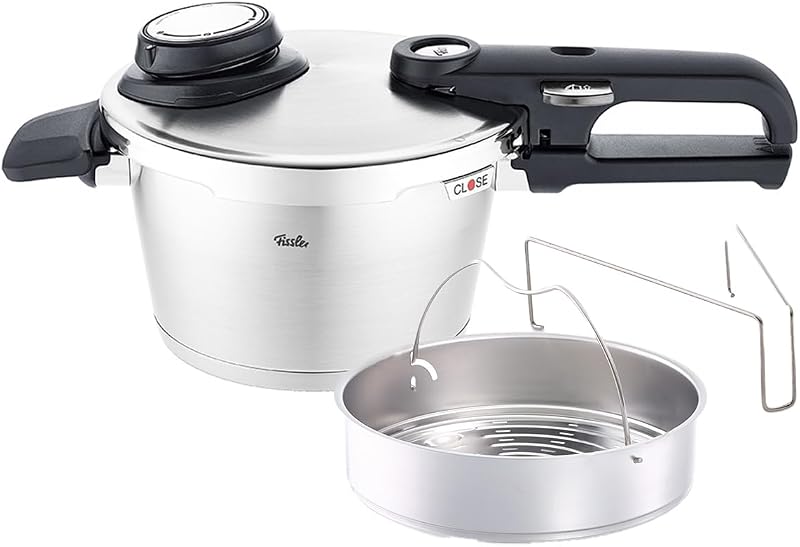 Fissler Vitavit Premium Pressure Cooker with Steamer Insert, 2.6 Quart