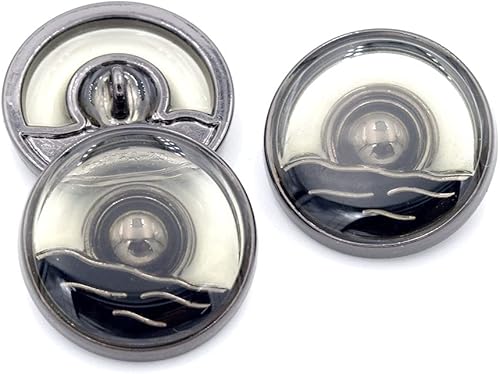 5 botones de costura con diseño de sol y mar para ropa, botones decorativos para ropa, suministros de costura de bricolaje (negro pistola, 0.57