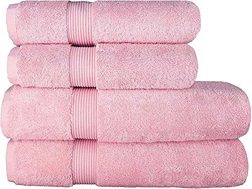 Deluxe Albeny® Juego de 4 Toallas de baño, 2 Toallas de Ducha de 70 x 140 cm y 2 Toallas de Mano de 50 x 100 cm, 100% algodón Turco, Suave y Resistente, 600 g/m², Sombra de Rosas