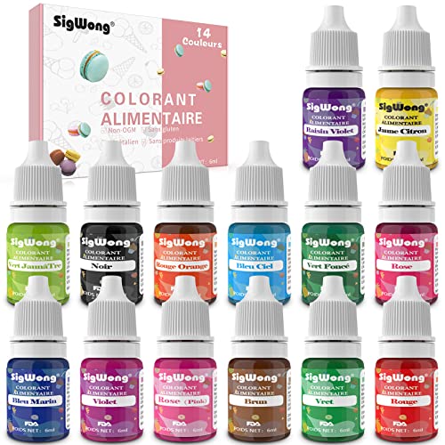 Colorant Alimentaire Liquide Concentré Nourriture Dye - 14 Couleurs Colorant Alimentaire Néon pour la cuisson, la décoration, le glaçage, la cuisine 6ml Cover