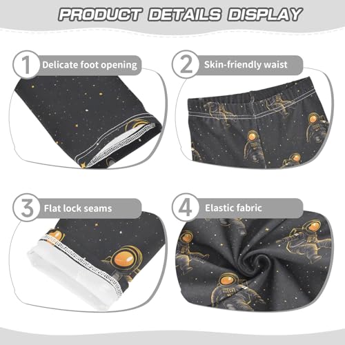 Astronaut Stars Black Girls Leggings Soft Stretch Workout Yoga Dance Pants for Kids Casual Tights3