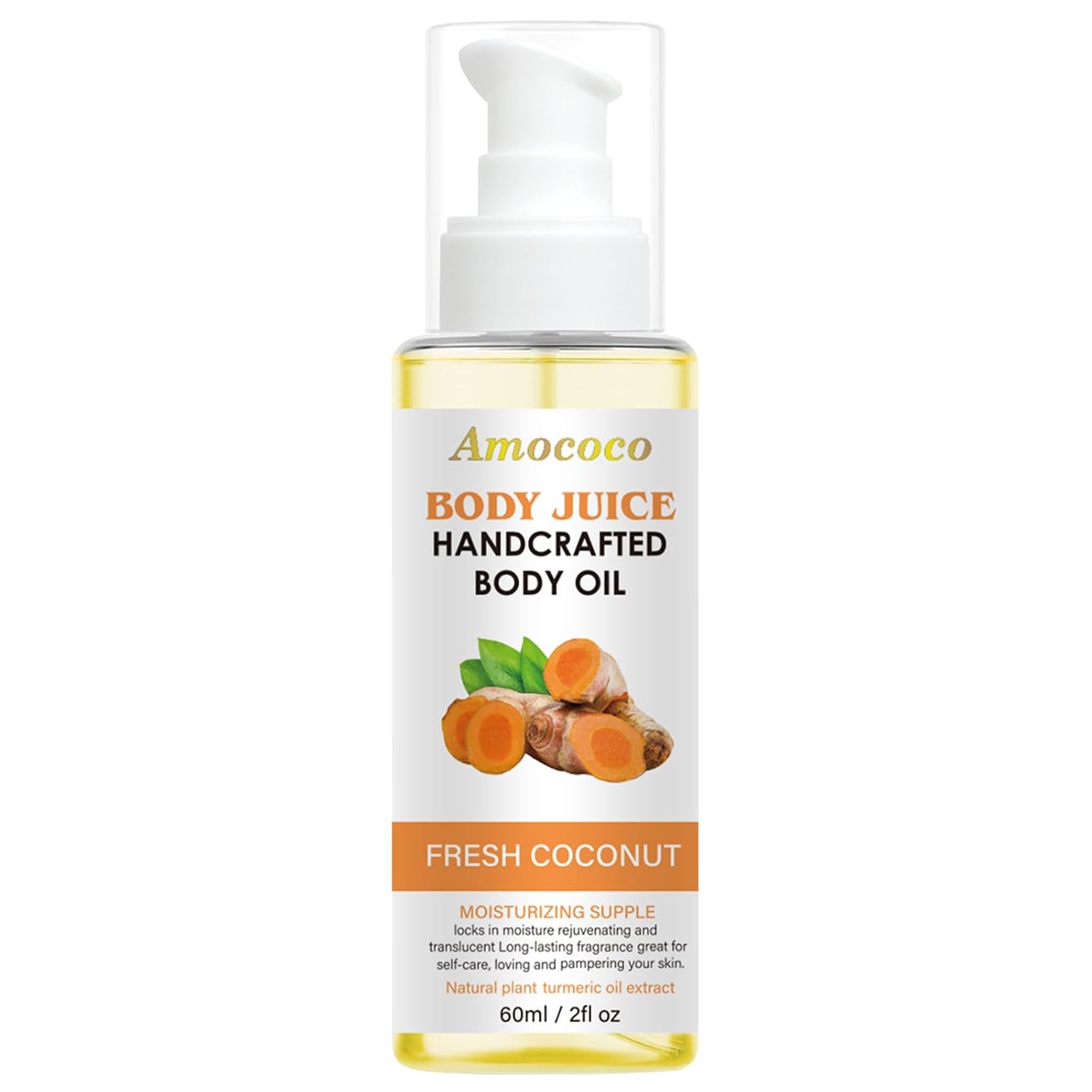 Body Oil, Hydrating & Deep Moisturizing for Body, with Jojoba, Lightweight, Soft Skin & Light Fragrance, 2oz (Turmeric)