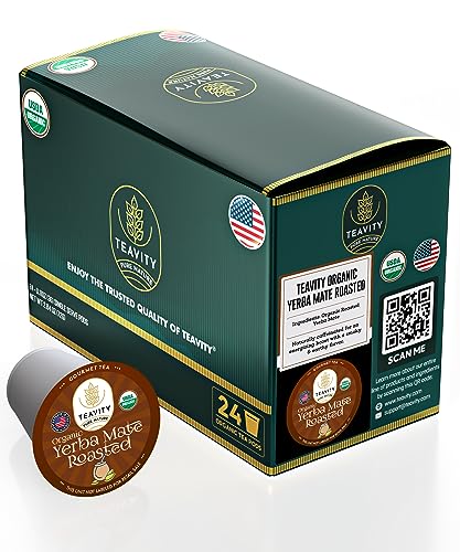Organic Yerba Roasted Mate Tea Pods for Keurig by Teavity (12 Tea Pods)
