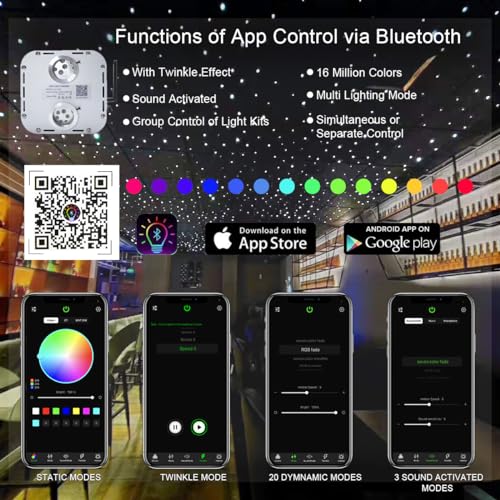 Image of AKEPO 32W Dual-Head Twinkle Fiber Optic Light Engine Replacement, Car Home Twinkle Light Box with APP Control and Music Activated Function for Headliner Stars