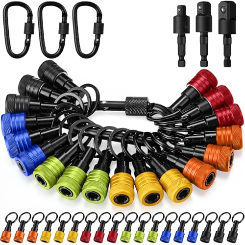 Image of Threlaco 24 Pcs Bit Holder Keychain, 1 /4 3 /8 1 /2 Socket Hex ShankMulticolor