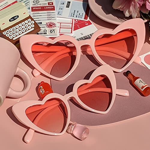 2 Pairs Retro Heart Sunglasses for Women Fun Mommy and Me Sets Birthday Glasses Easter Basket Stuffers3